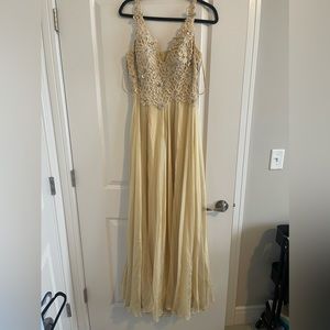 Alberto Makali Gold Silk Dress